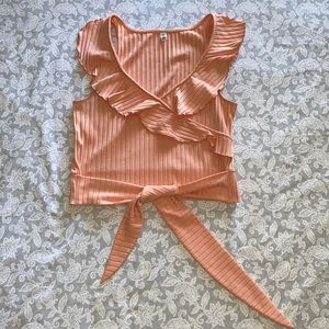 Nordstrom BP. coral ruffle tie up top Size XL